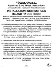 Vent-A-Hood ISLAND RANGE HOOD Installation Instructions Manual