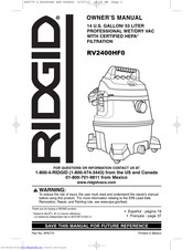 RIDGID RV2400HF0 Owner's Manual