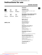 Hotpoint Ariston ARTXL 109 Instructions For Use Manual