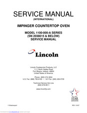 Lincoln Impinger Advantage Digital Series 1154-000-EA Service Manual