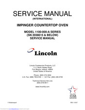 Lincoln Impinger Advantage Digital Series 1155-000-EA Service Manual