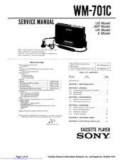 Sony WM 701C Service Manual