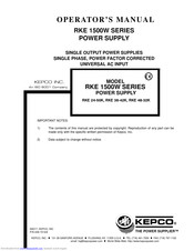 KEPCO RKE 1500W SERIES Operator's Manual