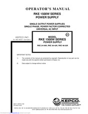 Kepco RKE 1500W SERIES Operator's Manual