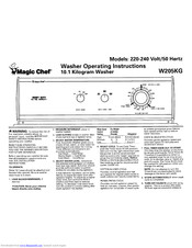 Magic Chef W205KG Operating Instructions