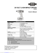 master mechanic 176578 Owner's Manual