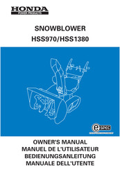 Honda HSS1380 Owner's Manual