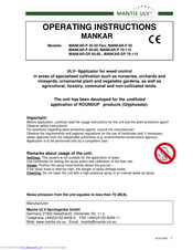 Mantis ULV MANKAR-GP 60-80 Operating Instructions Manual