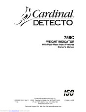 Cardinal Detecto 758C Owner's Manual