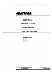 advantest corporation u3641n Operation Manual