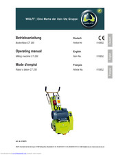 WOLFF CT 250 Operating Manual