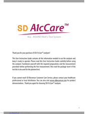 BioSensory SD A1cCare User Instruction Manual