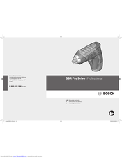 Bosch GSR Pro Drive Operating Instructions Manual