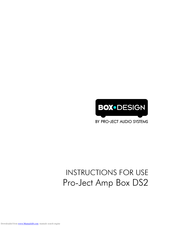 Pro-Ject Audio Systems DS2 Instructions For Use