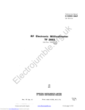 Marconi Instruments tf2603 Instruction Manual