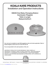 Koala Kare KB208 Installation And Operation Instructions Manual