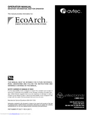 Avtec ecoarch Operator's Manual