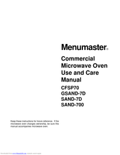 Menumaster FS-11EVP Use And Care Manual