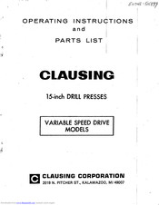 CLAUSING 16VC-1 SERIES Operating Instructions And Parts List Manual