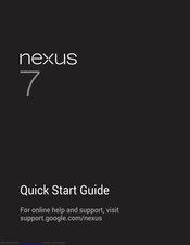 Asus Nexus 7 Quick Start Manual
