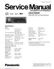Panasonic CQ-C7405W Service Manual