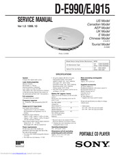 Sony D-E990 Service Manual