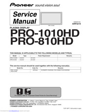 Pioneer Elite PRO-1010HD Service Manual