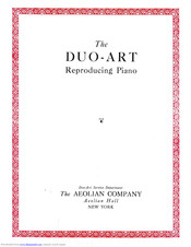 Aeolian Company DUO-ART Preliminary Instruction Pamphlet