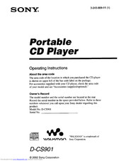 Sony D-CS901 - Portable Cd Player Operating Instructions Manual