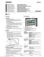 Siemens RLM162 Installation Instructions Manual
