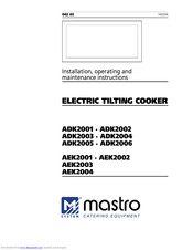 mastro AEK2004 Installation, Operating And Maintenance Instructions