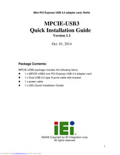 Iei Technology MPCIE-USB3 Quick Installation Manual