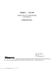 HORITA TCD-100 User Manual