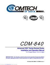 Comtec CDM-840 Installation And Operation Manual