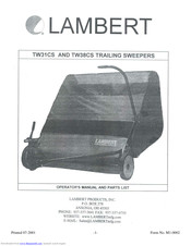 LAMBERT TW31CS Operators Manual And Parts Lists