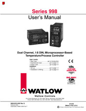 Watlow Controls Series 998 User Manual