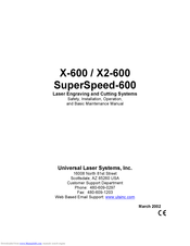 Universal Laser Systems X2-600 Safety, Installation, Operation, And Basic Maintenance Manual