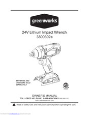 GreenWorks 3800302a Owner's Manual