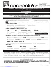 Cincinnati Fan CPAF Installation, Safety, Operation & Maintenance Manual Amd Parts List