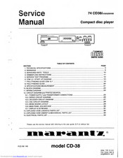 Marantz 74 CD38/05B Service Manual