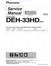 Pioneer DEH-33HD Service Manual
