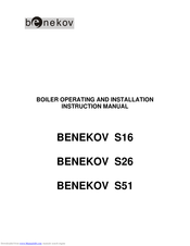 BENEKOV S26 Operating And Installation Instruction Manual