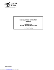 David Clark 9100 SERIES Installation & Operation Manual