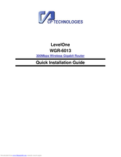 LevelOne WGR-6013 Quick Installation Manual