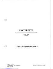 Hayter Hayterette Owner's Handbook Manual