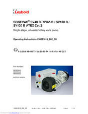 Leybold SOGEVAC SV100 B Manuals 