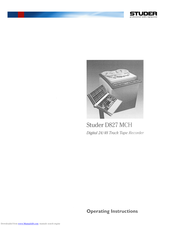 Studer D827 MCH Operating Instructions Manual
