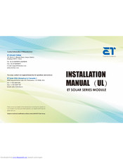 ET Solar ET-P672 series Installation Manual