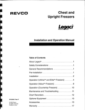 REVCO Elite-5 Installation And Operation Manual