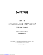Lance Design ADX-140 Installation And Operation Manual